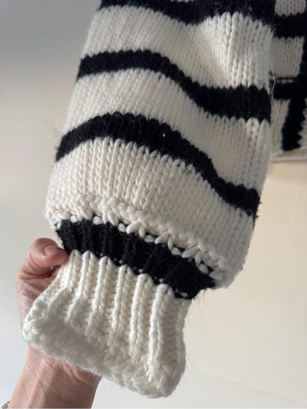 & Other Stories Black and White Striped Button Cardigan - Picture 4 of 7